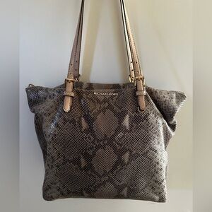 Michael Kors Snake Print Shoulder Bag - Brown and Gold
